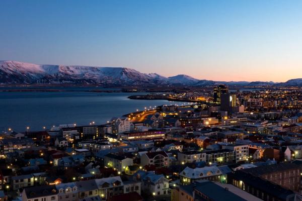 Reykjavik skyline at dawn Reykjavik skyline at dawn in Iceland