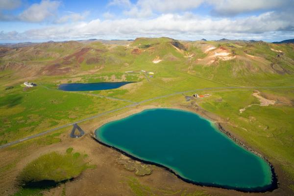 Lake, craters, and mountains in Reykjanes Peninsula