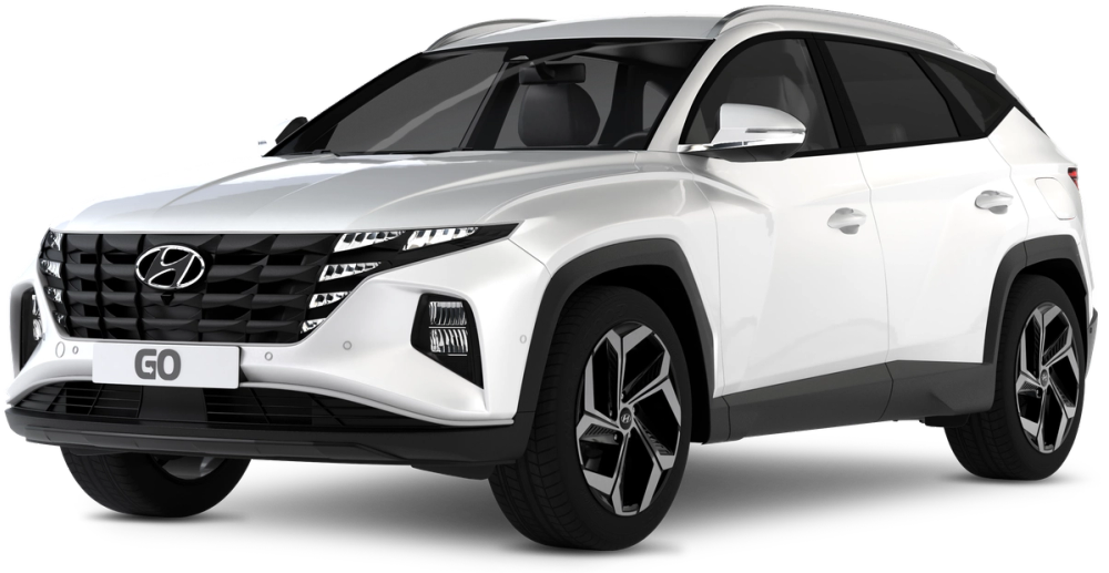 Hyundai Tucson Se muestra un Hyundai Tucson 4x4 blanco sobre un fondo transparente