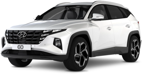 Hyundai Tucson 4x4 SUV A white Hynduai Tucson 4x4 is shown on a transparent background