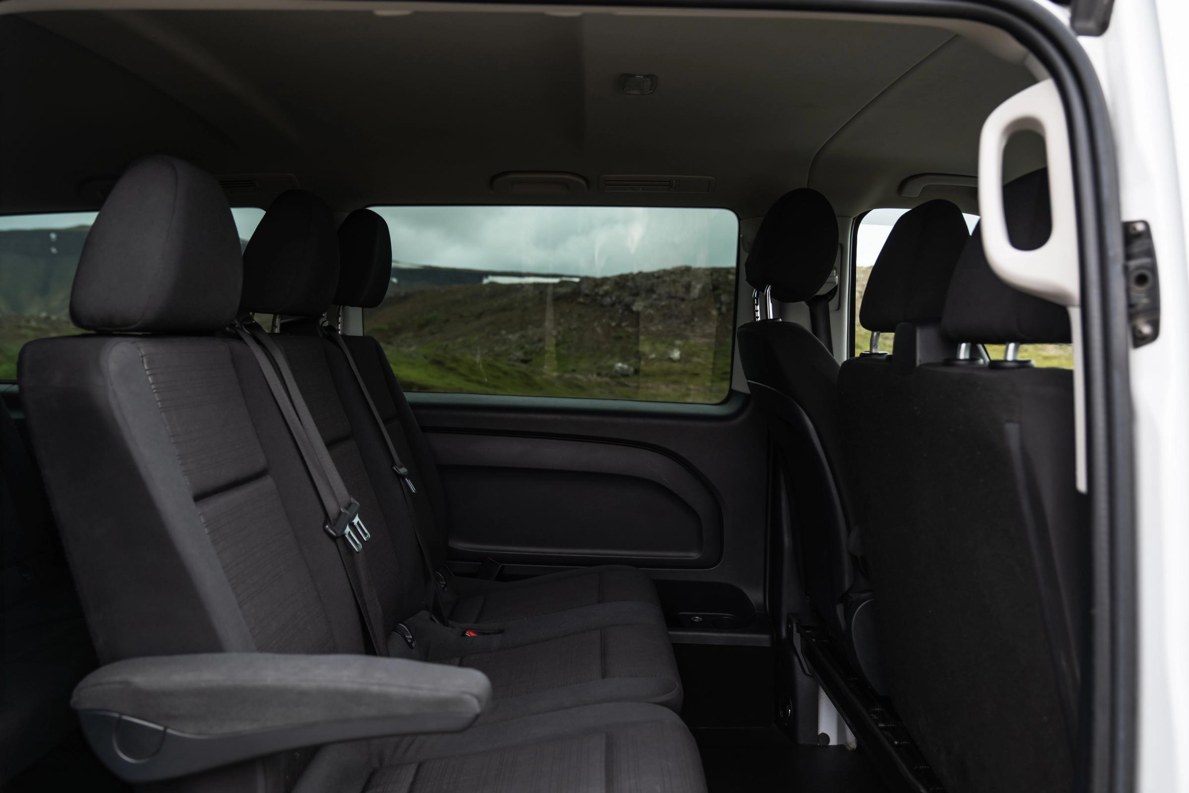 Picture of the back seat of a Volkswagen minivan for 8 people