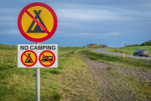 No camping allowed sign in Iceland