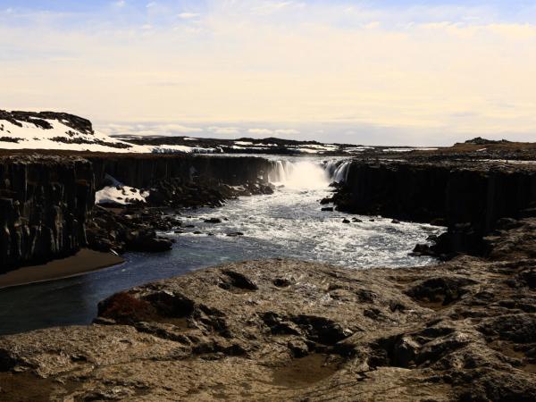 Selfoss waterfall from afar
