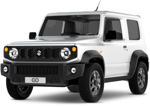 Suzuki Jimny handbók 4x4  Grár Suzuki Jimny er sýndur á gegnsæjum bakgrunni.