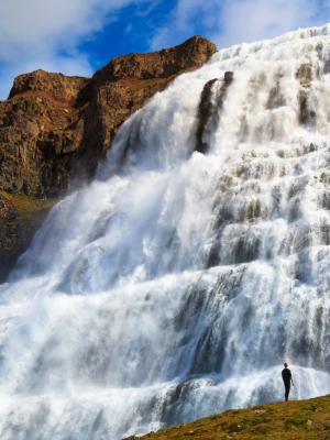 Panoramic view of Dynjandi Waterfall