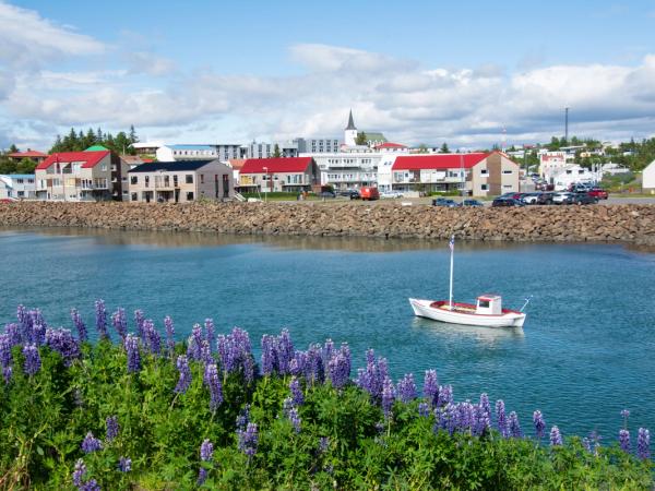 Boat in the river next to Borgarnes
