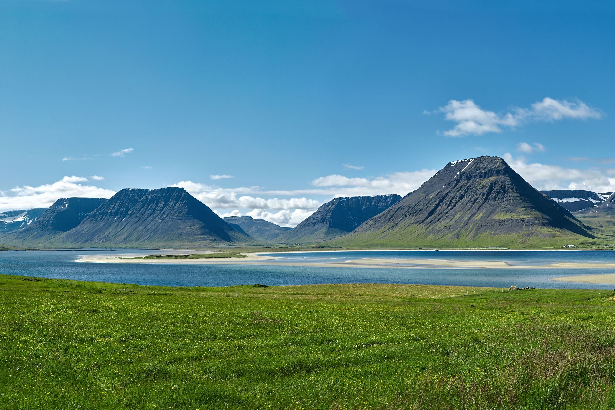 Houses and lanscape in northwest Iceland