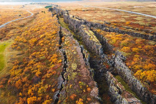 Two plates collide in the Thingvellir National Park