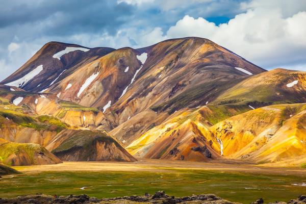 landscape with mountains on a sunny day