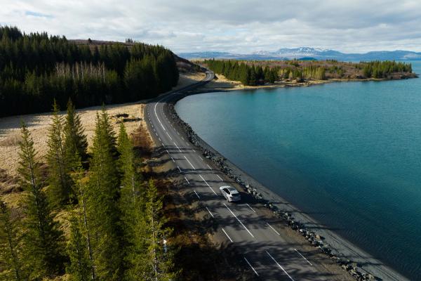 Rental car navigating the picturesque landscapes of Iceland. Explore Iceland's breathtaking beauty at your own pace with our reliable and comfortable rental car.