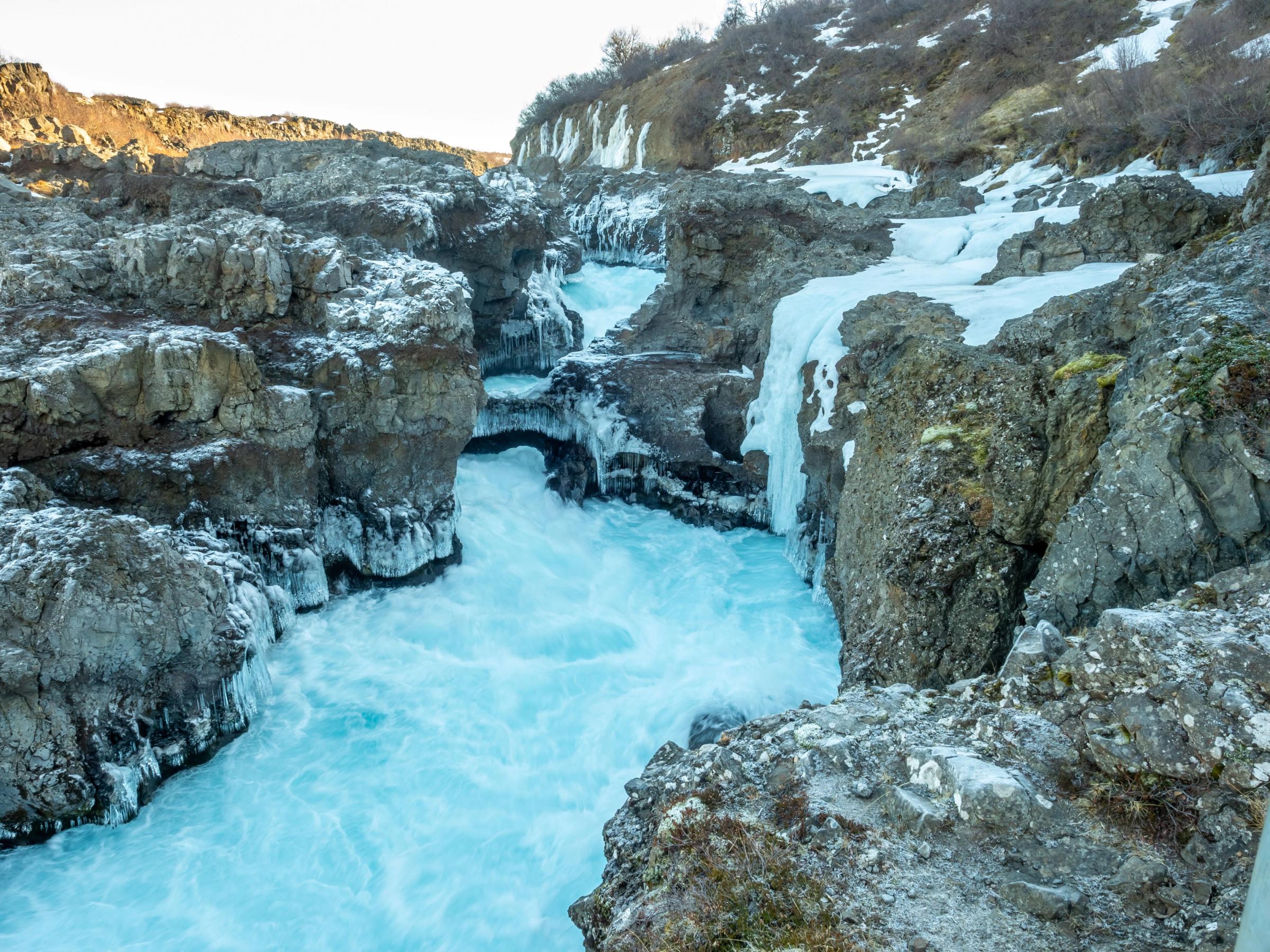 Barnafoss in winter