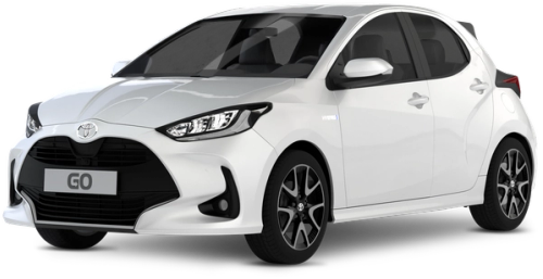 Toyota Yaris smábíll Toyota Yaris bílaleiga með gagnsæjum bakgrunni.