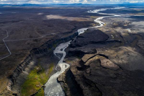 Jokulsargljufur Canyon Aerial view of Jokulsargljufur Canyon with its impressive canyons in iceland and Vatnajökull National Park