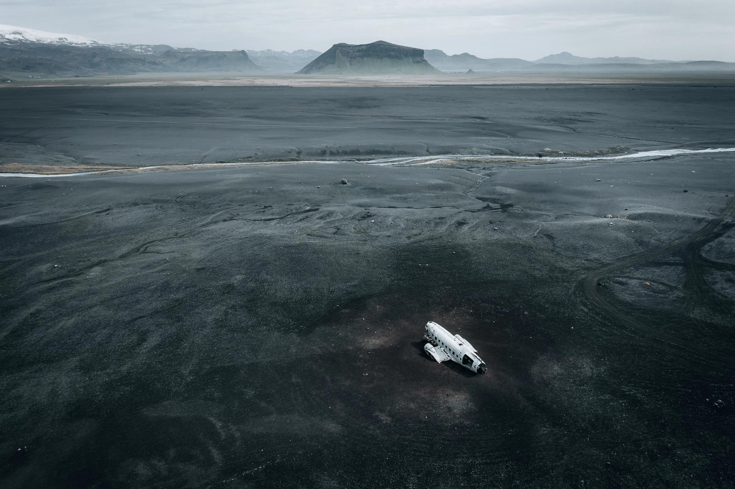 View of DC-3 airplane wreckage, Sólheimasandur, Iceland