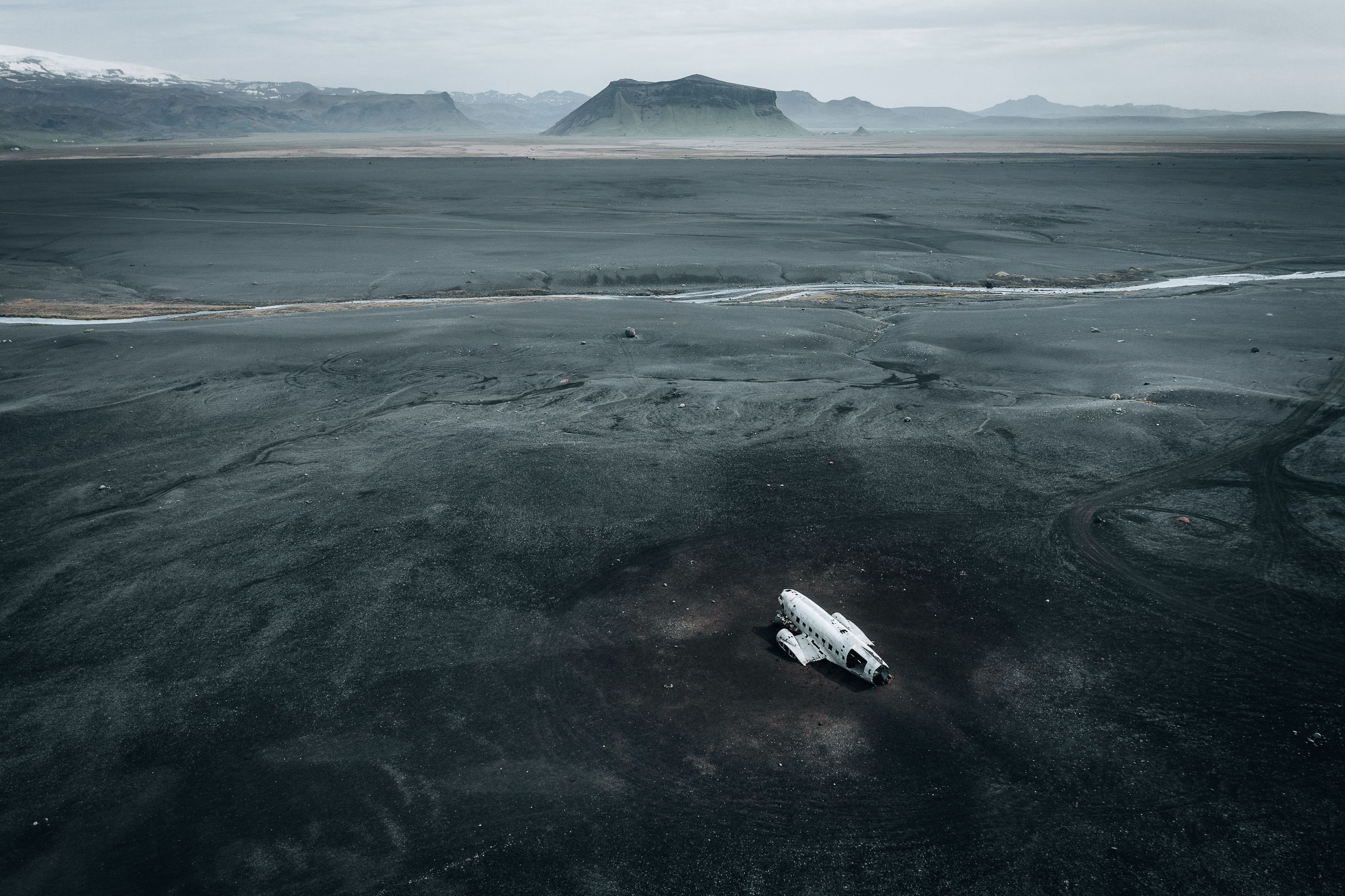 View of DC-3 airplane wreckage, Sólheimasandur, Iceland