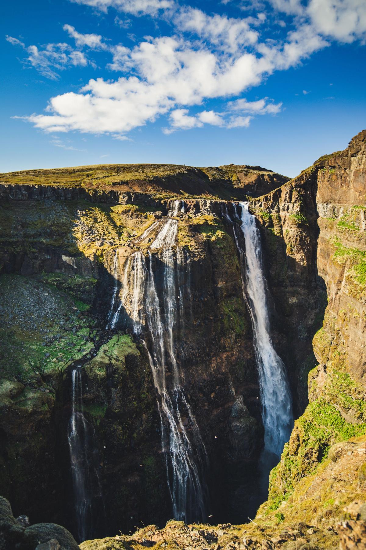 Glymur Waterfall on a sunny day
