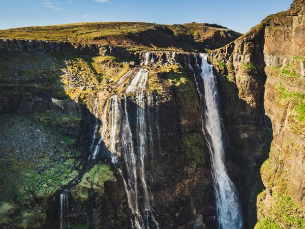 Glymur Waterfall on a sunny day