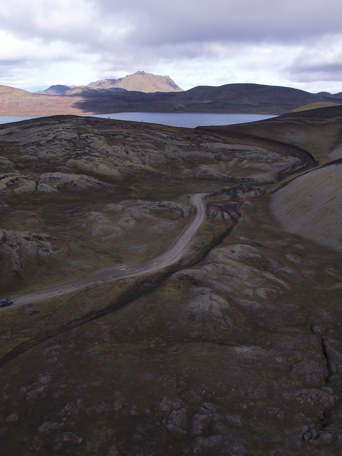 Vista aérea de una carretera F en Islandia