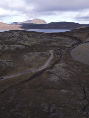 Aerial of an F-road in Iceland