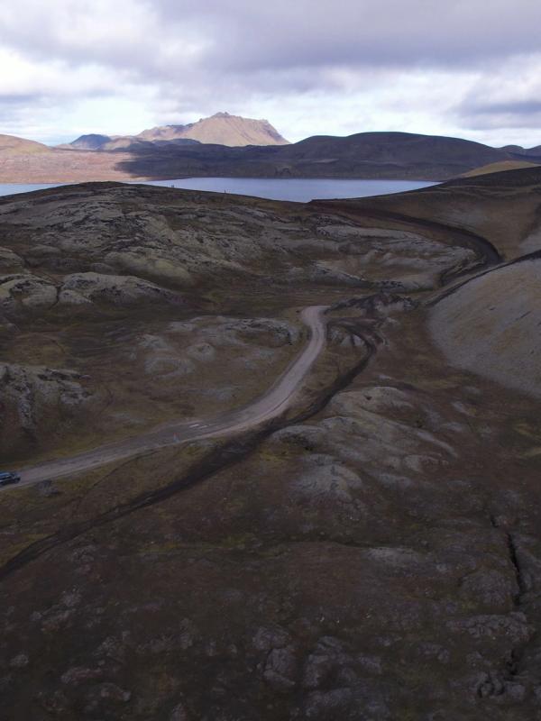Aerial of an F-road in Iceland