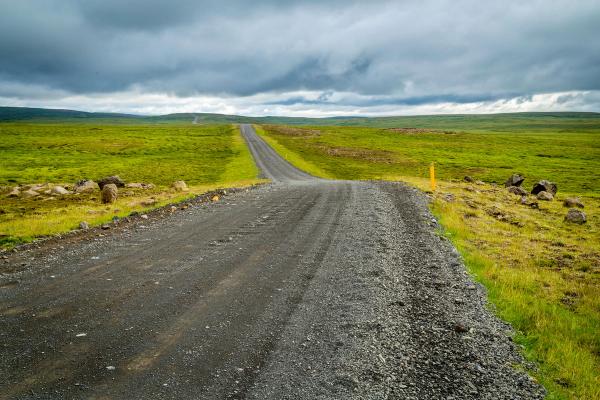 Iceland Road Conditions Gravel road in Iceland demonstrating potential challenging driving conditions