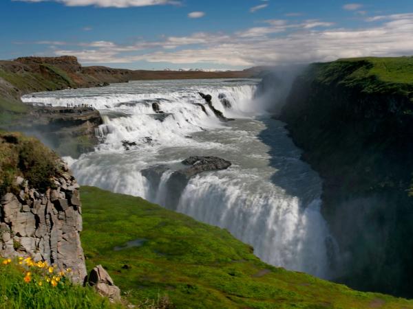 Gullfoss waterfall during Iceland's summer