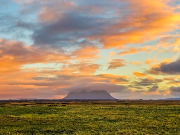 Hekla Volcano covered by a ring-shaped cloud