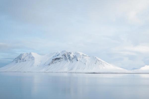 Iceland mountains completely covered with snow