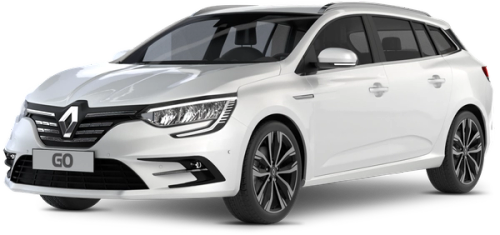 Renenault Megan Wagon plug-in-hybrid A white Renault Megan Wagon is shown transparent background.
