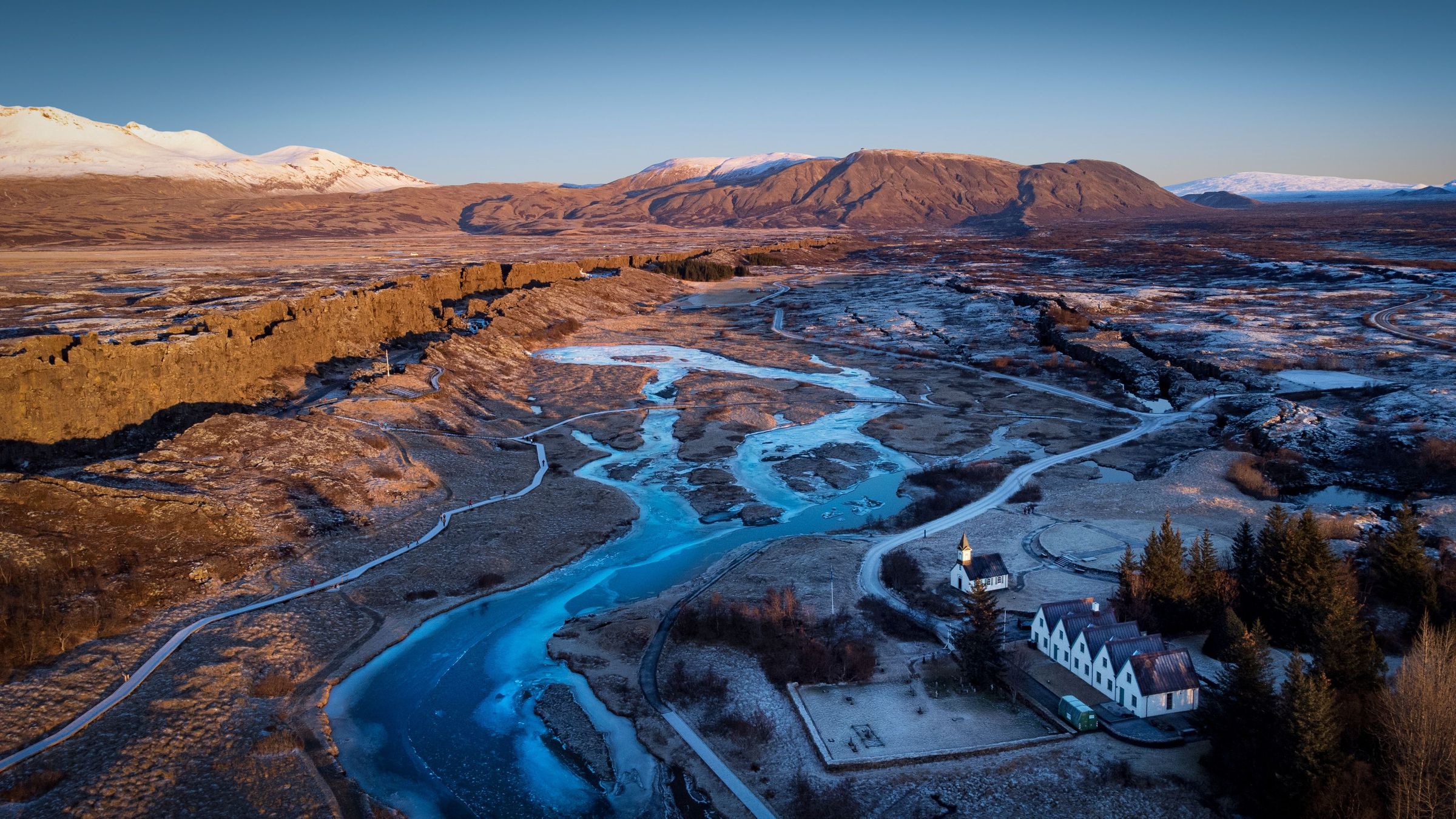 Sunrise at Thingvellir National Park in April