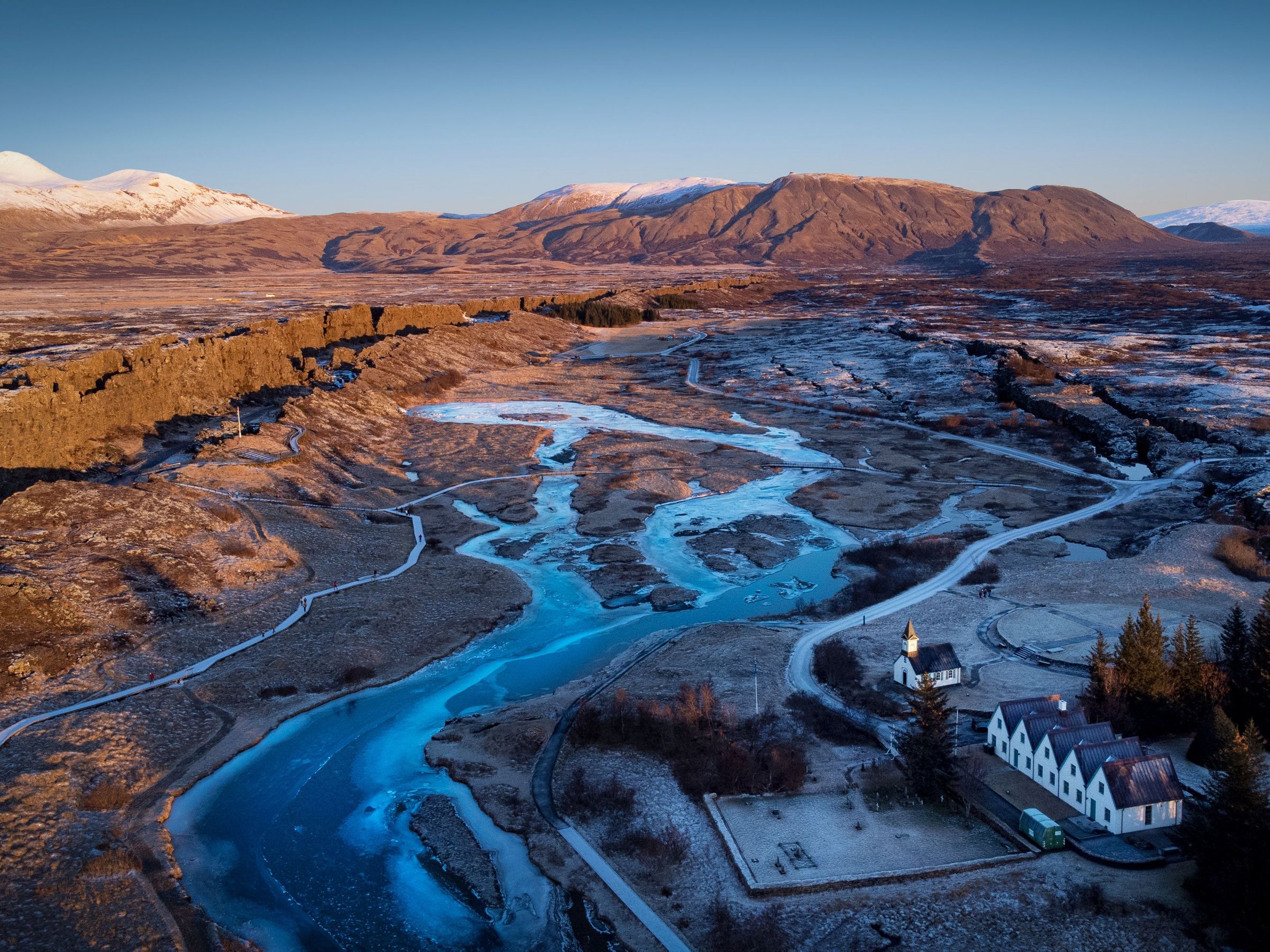 Sunrise at Thingvellir National Park in April