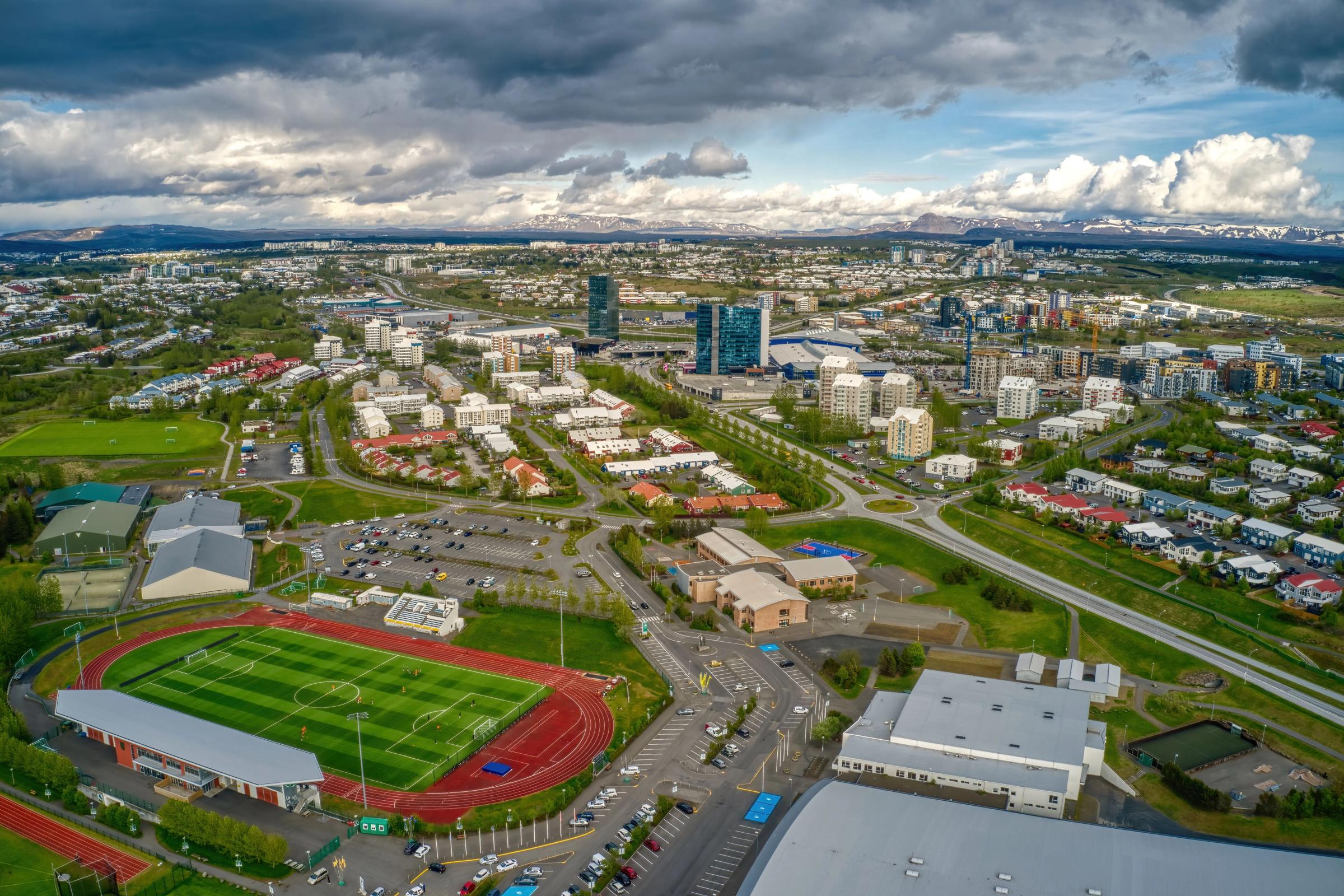 Aerial View of the Rapidly Growing Reykjavik Suburb of Kópavogur, Iceland