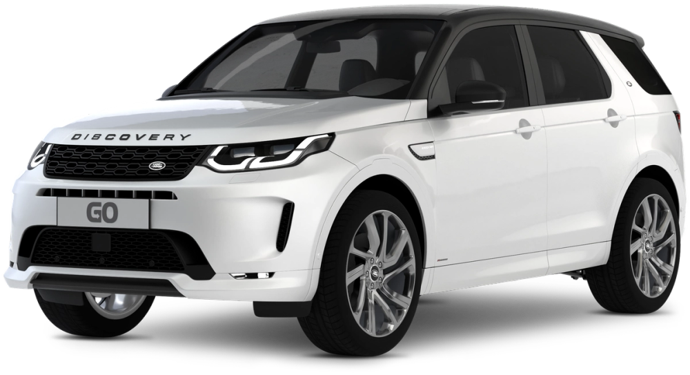 Land Rover Discovery Sport A white 4x4 Land Rover Discovery Sport is shown on a transparent background