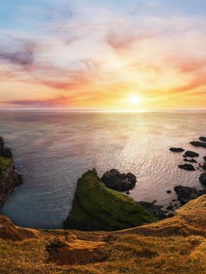 Panoramic of Lóndrangar at sunset