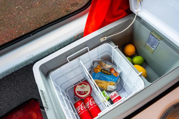 Cooler with food and drinks inside