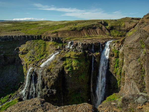 Glymur waterfall on a sunny day