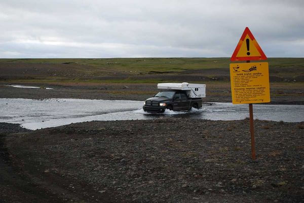 Crossing a river in Iceland