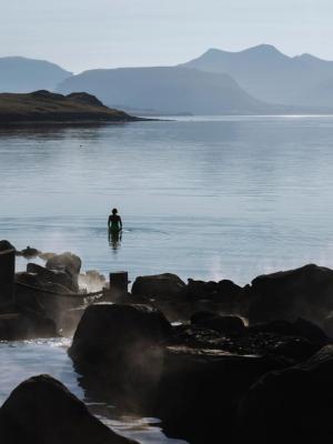 Girl bathing in the Hvalfjörður