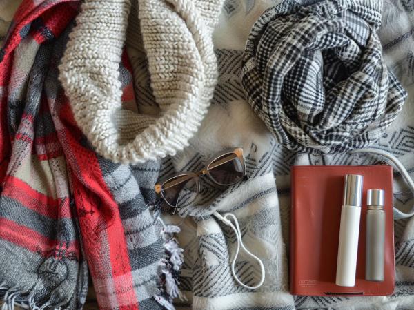 Autumn travel essentials an arrangement of travel essentials