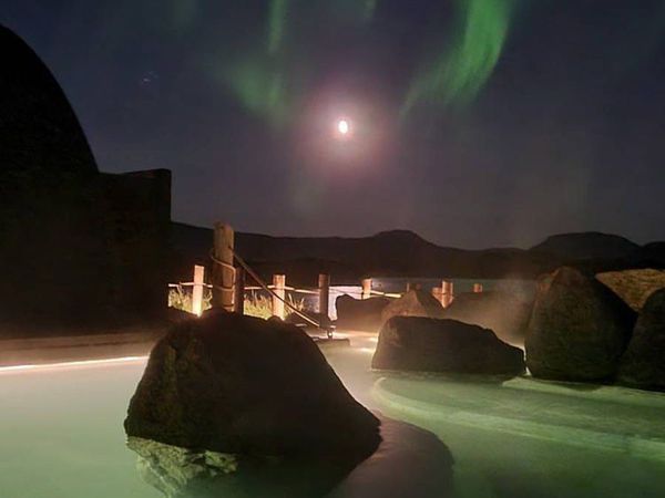 Northern Lights at Hvammsvík Hot Springs