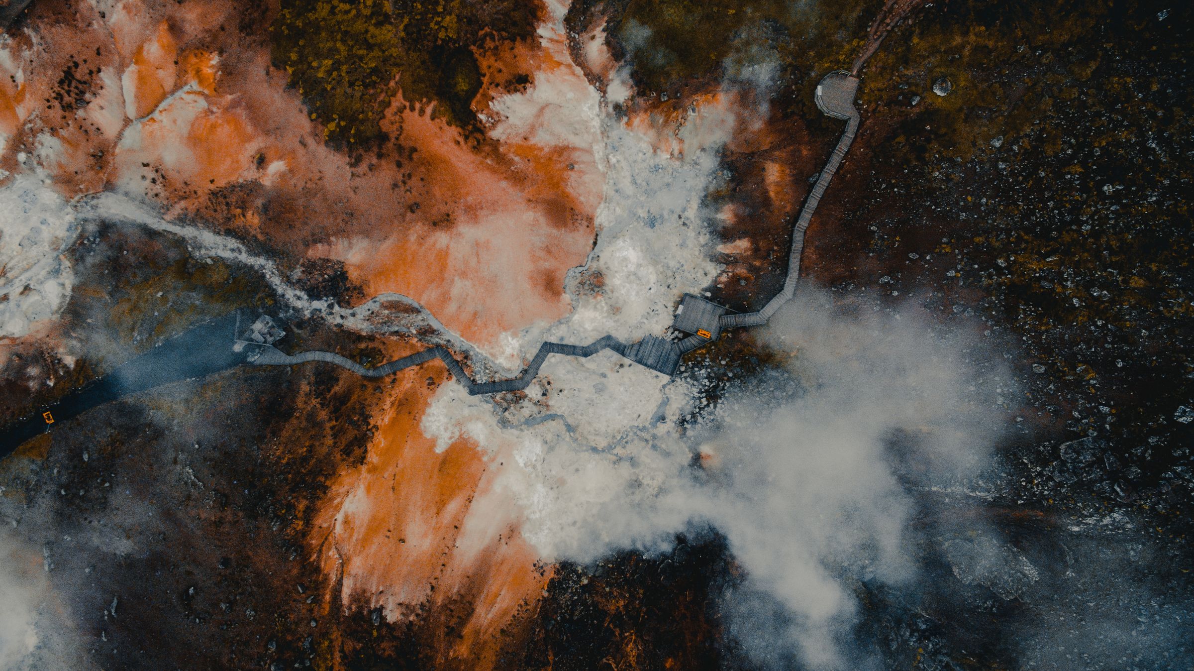 aerial view of Seltun geothermal field