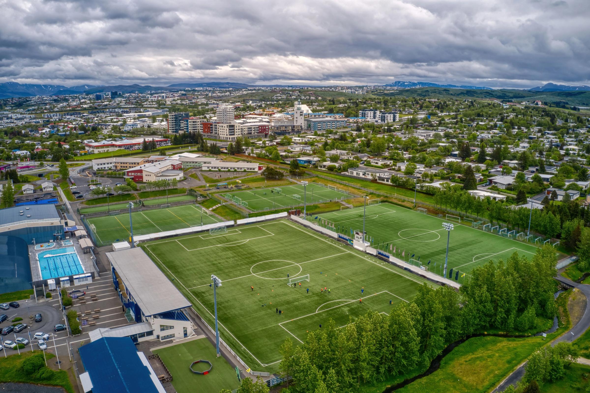 Aerial View of the Reykjavik Suburb of Gardabaer, Iceland