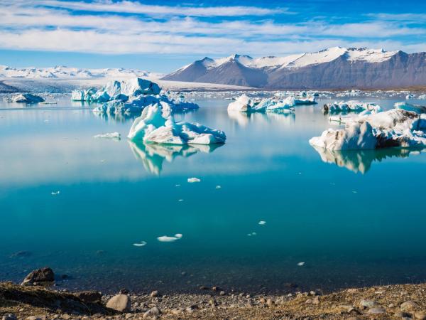 Huge icebergs in the Jokulsarlon Glacier Lagoon