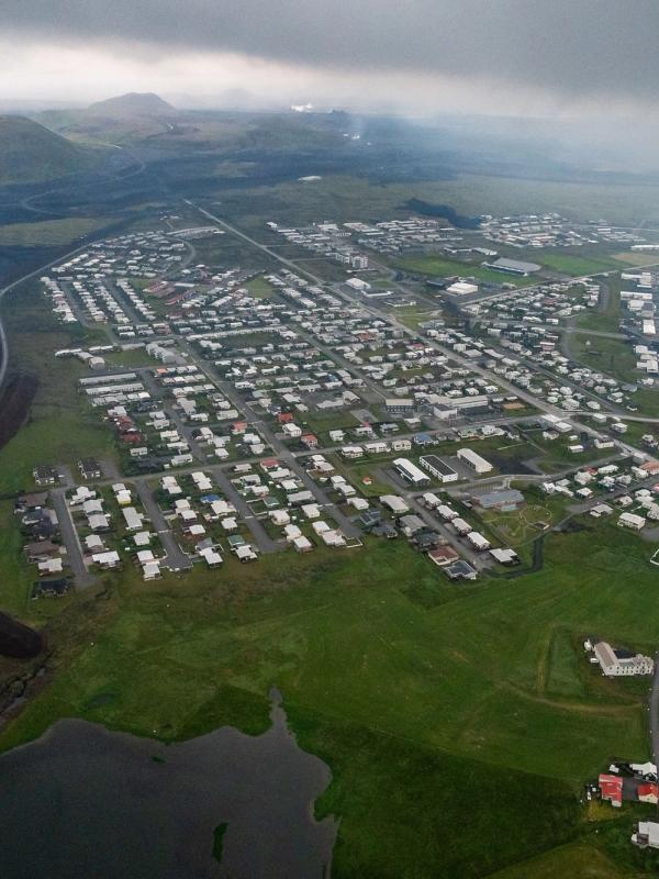 Aerial view of Grindavik, Iceland