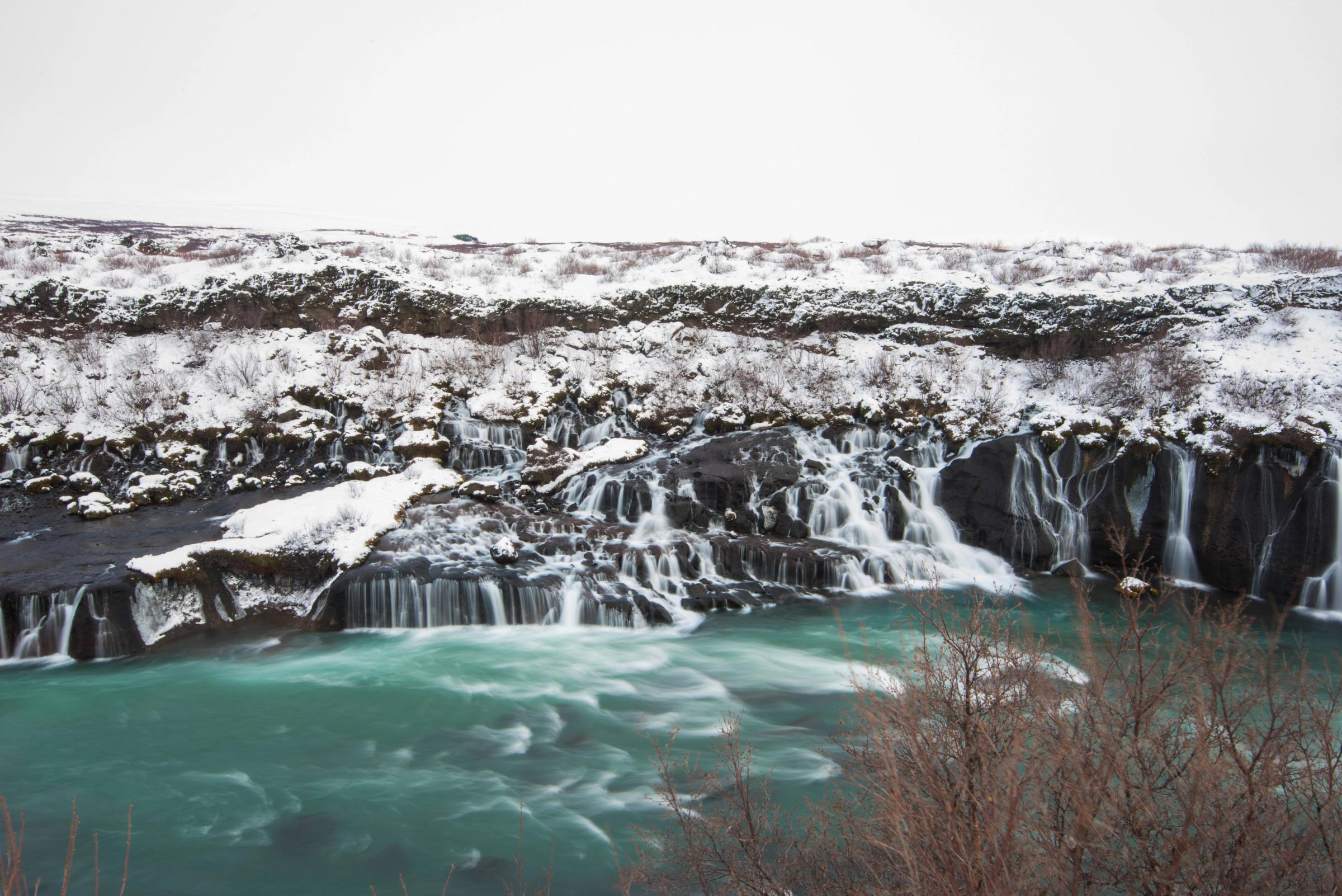 Hraunfossar in winter
