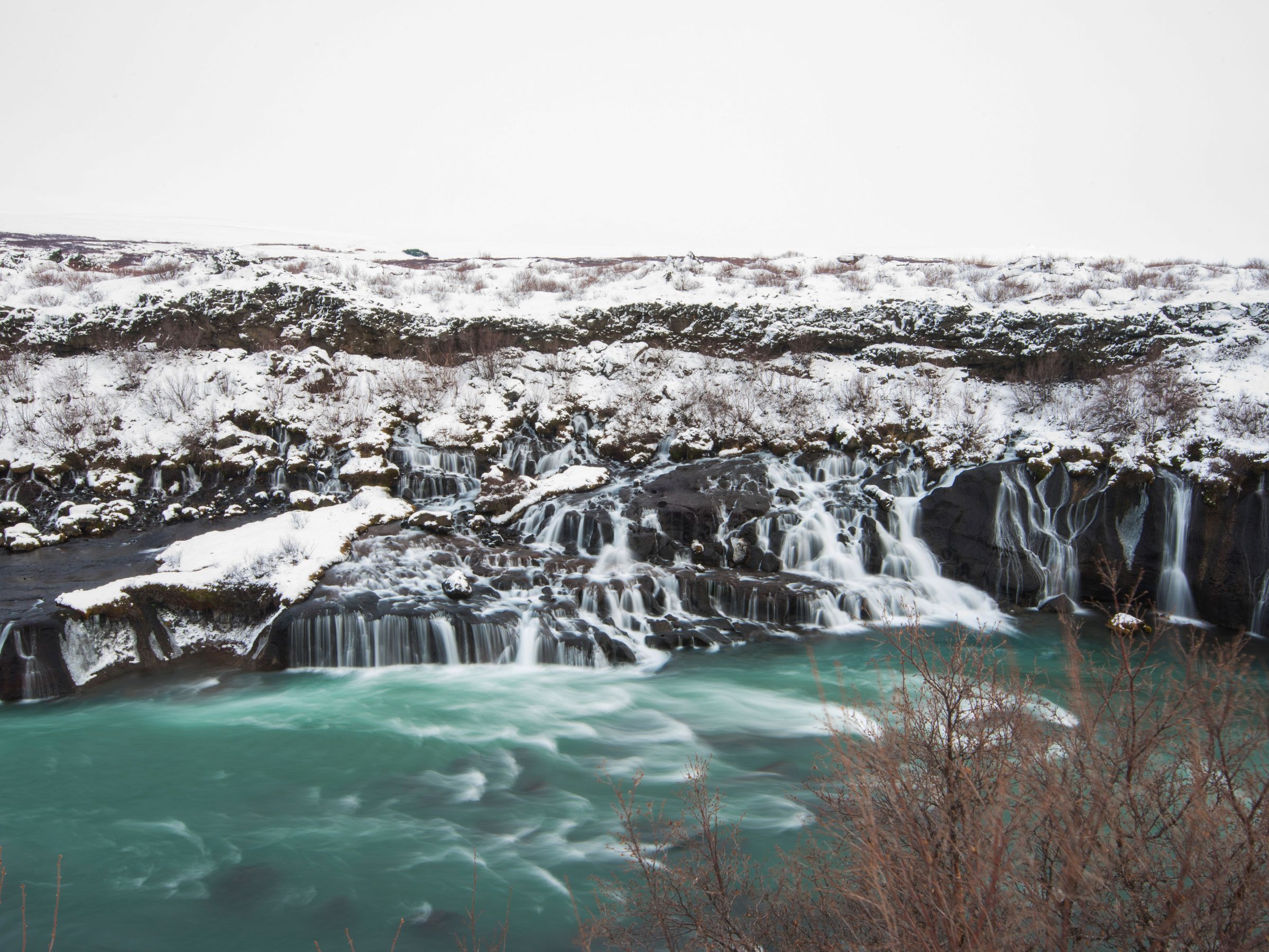 Hraunfossar in winter