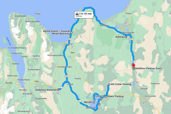 un mapa que muestra una ruta
