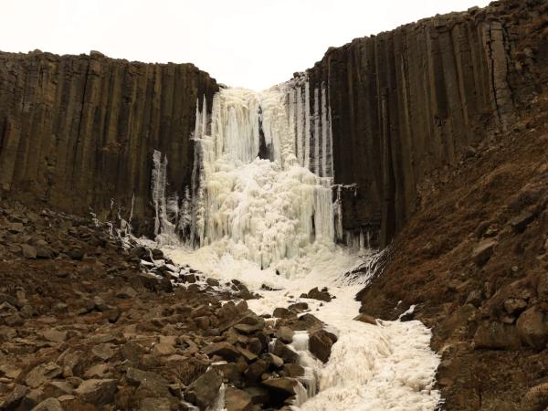 Stuðlafoss Waterfall frozen
