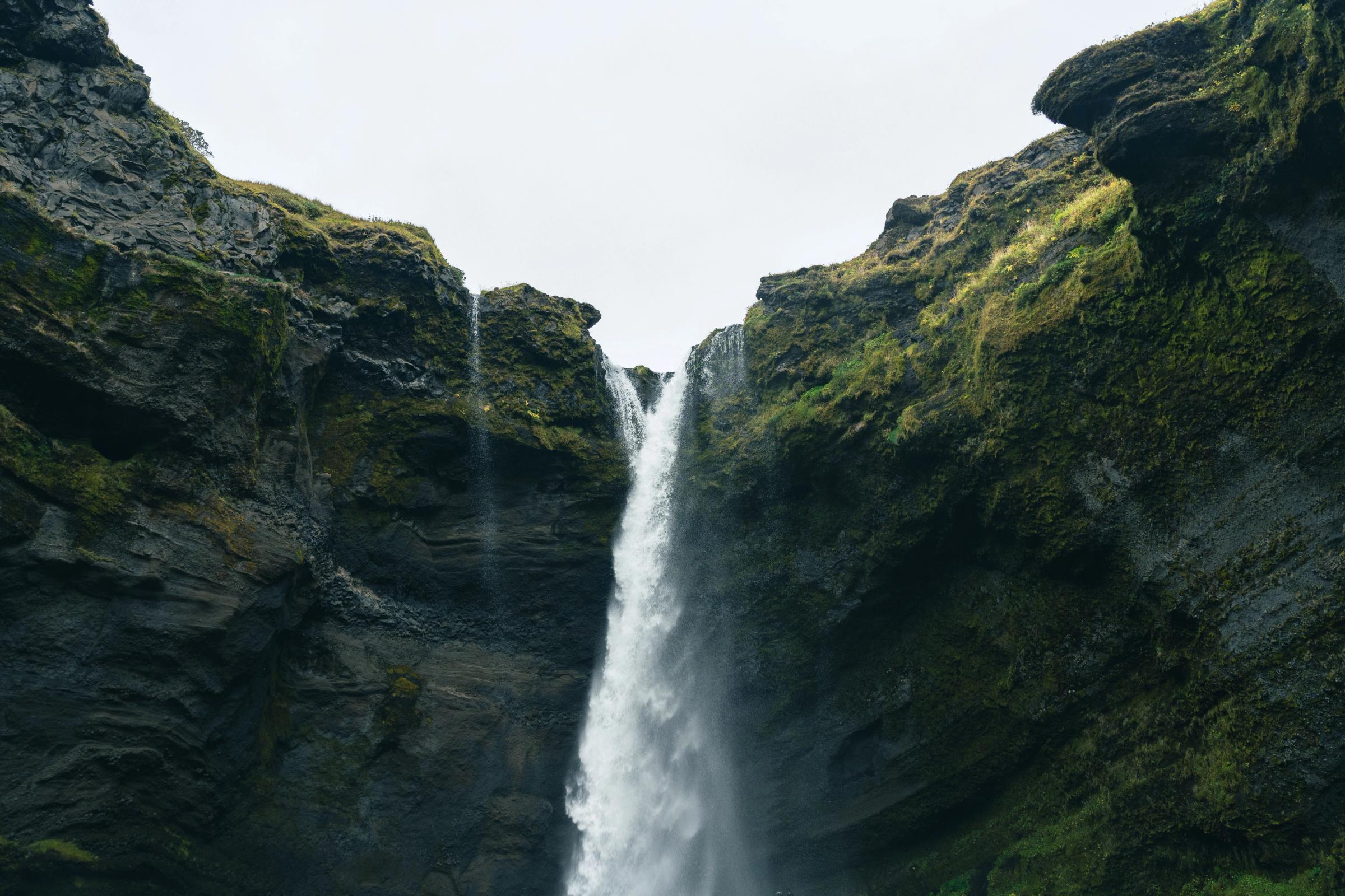 close-up of Kvernufoss waterfall