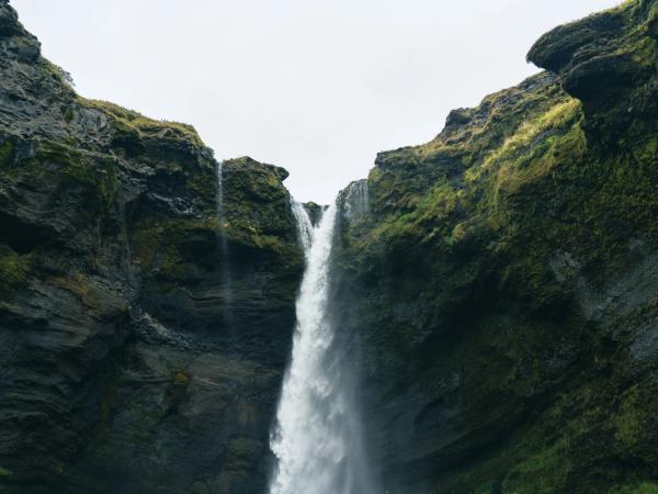 close-up of Kvernufoss waterfall